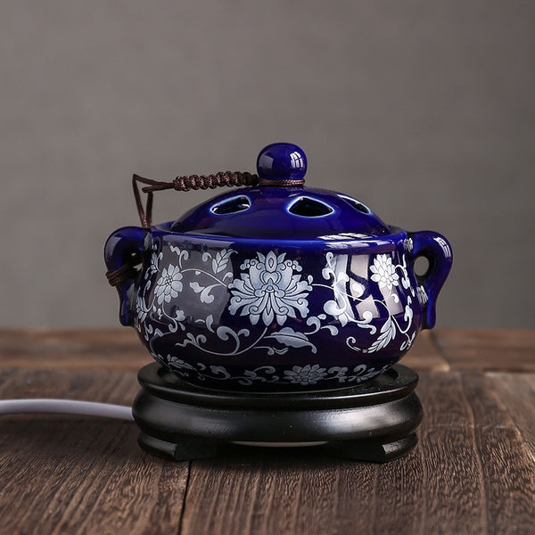 Hand - Painted Cloisonné Electric Incense Burner.