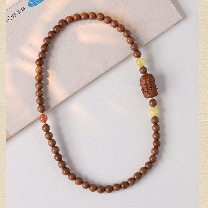 Sandalwood Mala Beads Divine Tara, Lucky Cloud & Jade Bead Handmade Spiritual Bracelets.