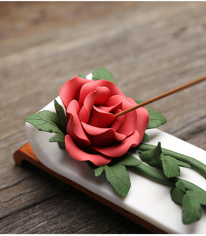 Exquisite Ceramic Rose Incense Holder.