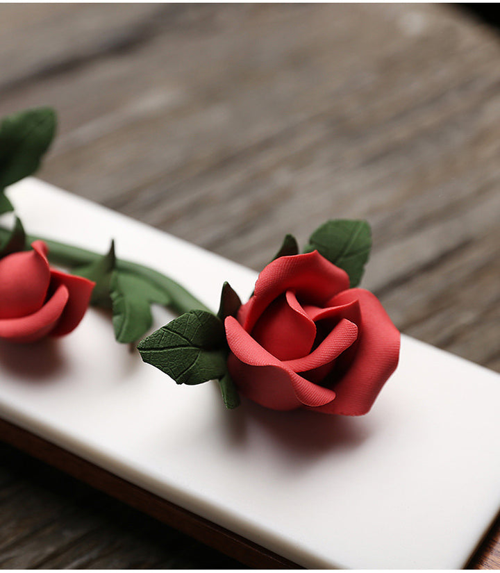 Exquisite Ceramic Rose Incense Holder.