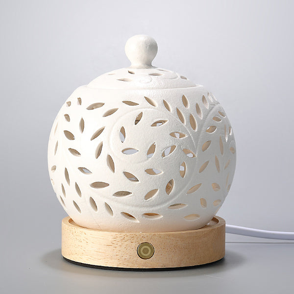 Exquisite Hollow - Twig White Porcelain Night Light Electronic Incense Burner.
