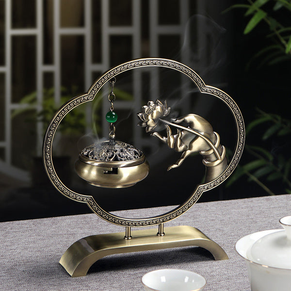 Brass - Crafted Ni Hua Na Fu Incense Burner.