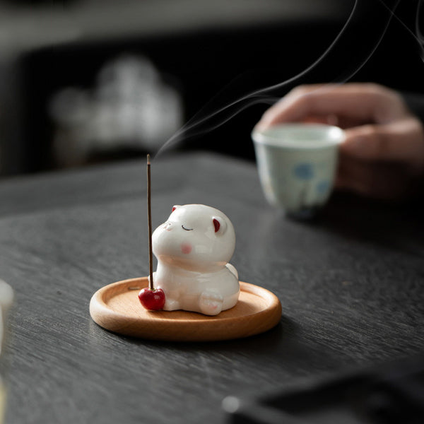 Cute Cat - shaped Ceramic Incense Holder
