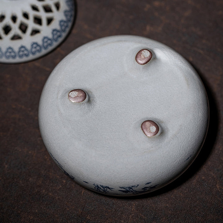Exquisite Blue and White Porcelain Incense Burner.