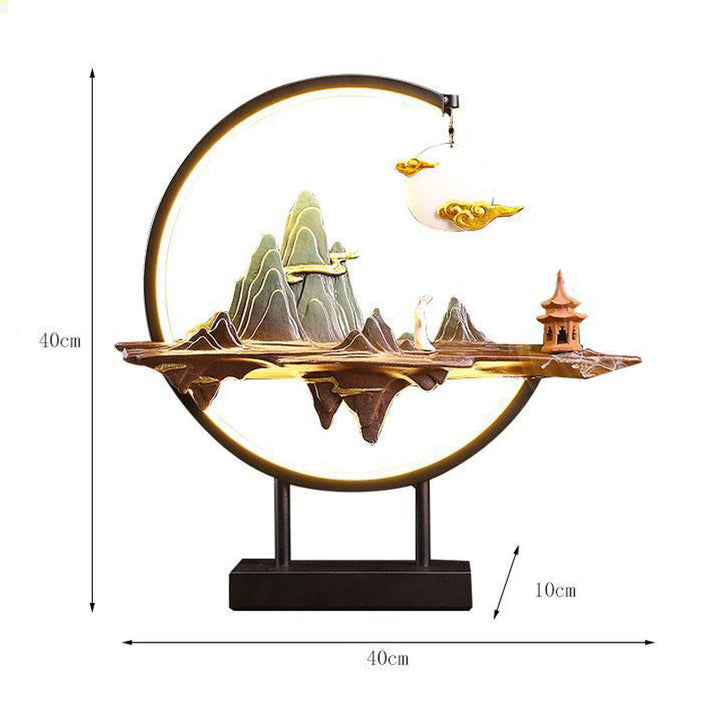 Thousand Li Rivers and Mountains Backflow Incense Burner with LED Ring.