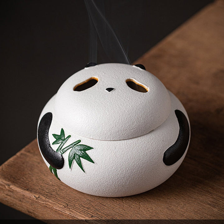 Adorable Panda - shaped Ceramic Incense Burner.