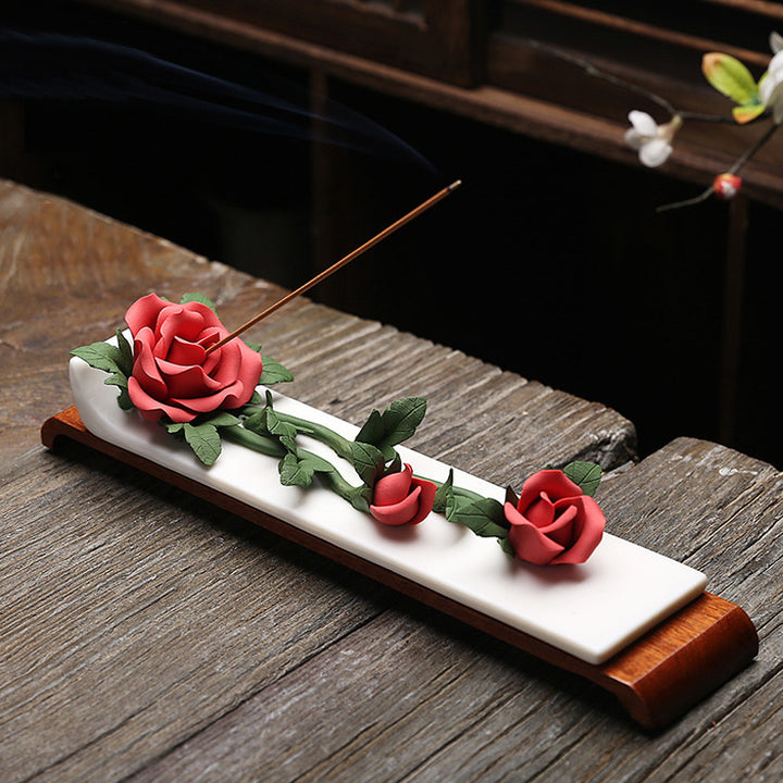 Exquisite Ceramic Rose Incense Holder.