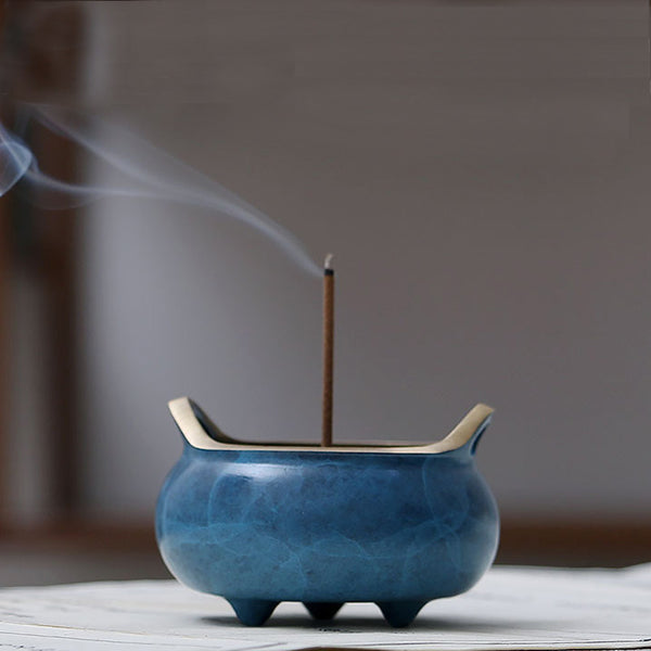 Exquisite Brass Incense Burner with Enamel.