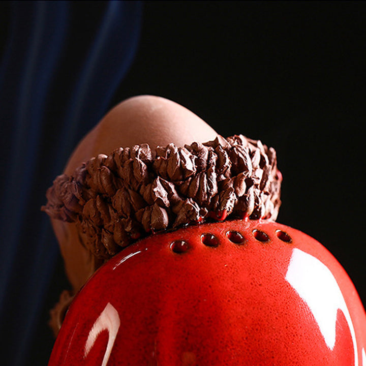 Exquisite Bodhidharma - themed Purple Clay Backflow Incense Burner.