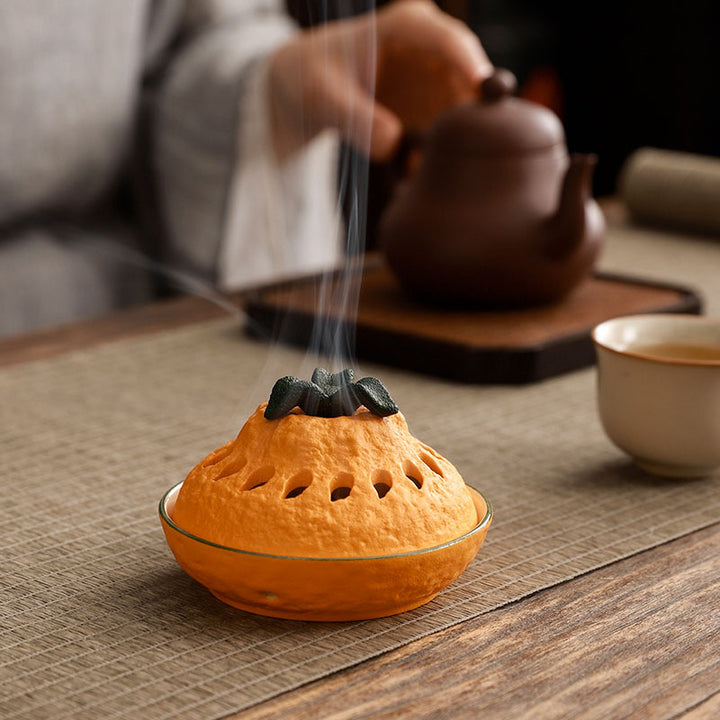 Orange shaped Ceramic Incense Burner.