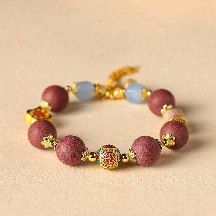 Handmade Chinese herbal medicine Hexiang incense beads chalcedony bracelet.