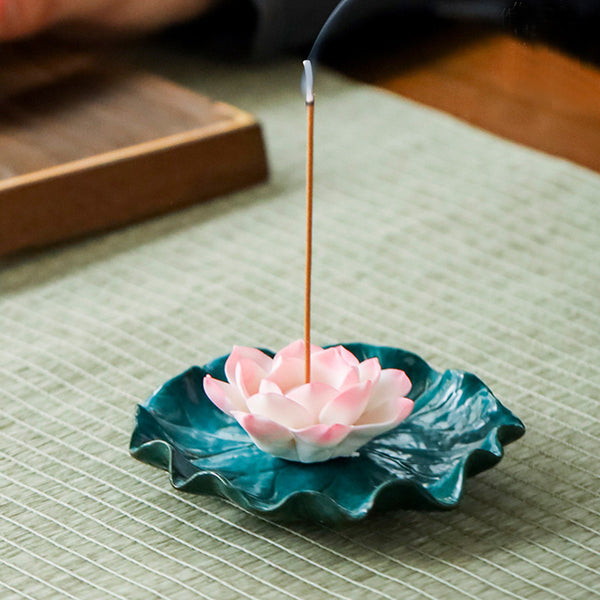 Exquisite Ceramic Lotus Shaped Incense Holder