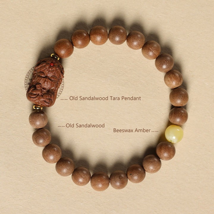 Tara Sandalwood Mala Bracelet with Natural Gemstones.