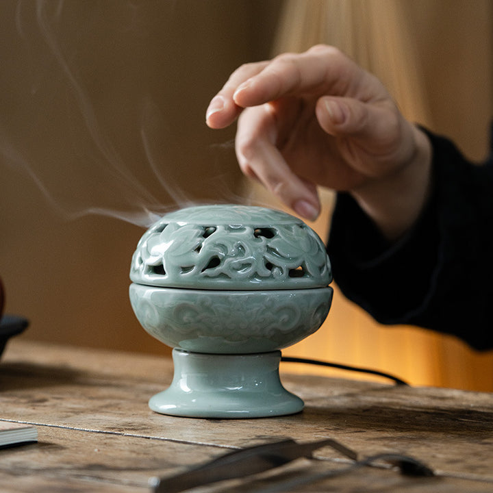 Celadon Lotus Electric Incense Burner.