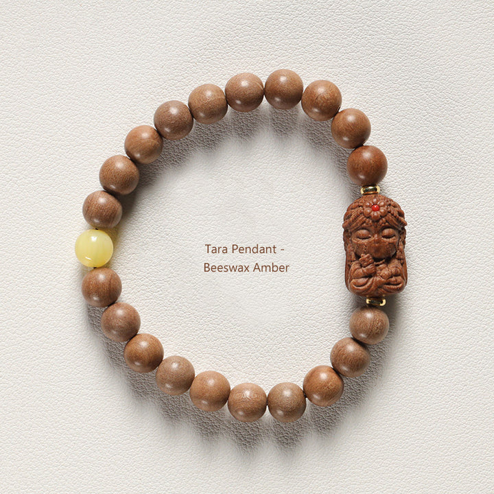 Tara Sandalwood Mala Bracelet with Natural Gemstones.