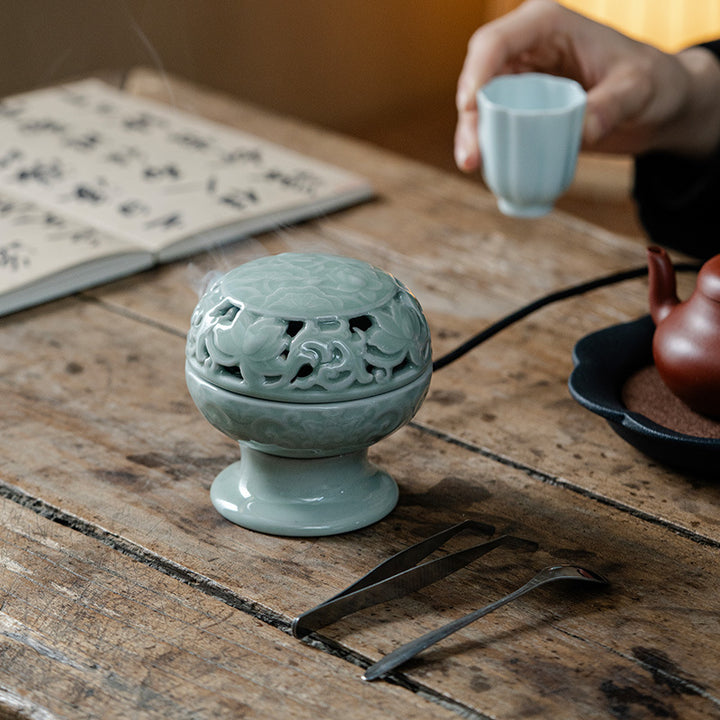 Celadon Lotus Electric Incense Burner.