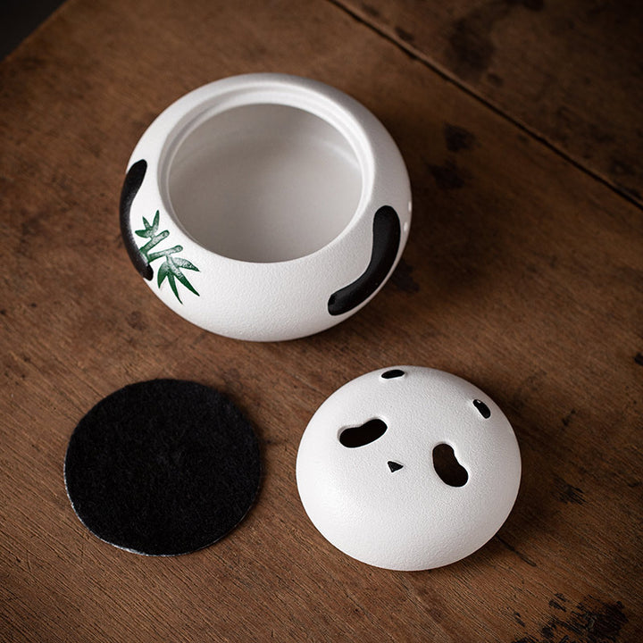 Adorable Panda - shaped Ceramic Incense Burner.