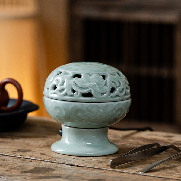 Celadon Lotus Electric Incense Burner.