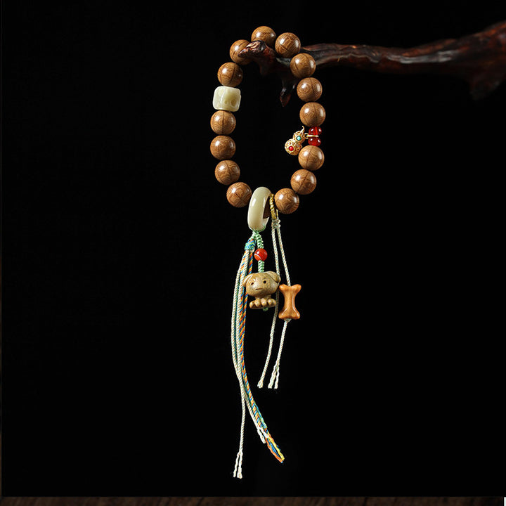Hand-Carved Old Growth Six Path Wood Buddhist Mala Beads.