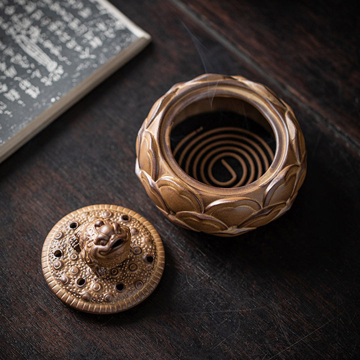 Lucky Money-Bag Golden Toad Incense Burner.
