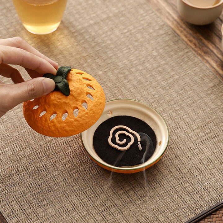 Orange shaped Ceramic Incense Burner.