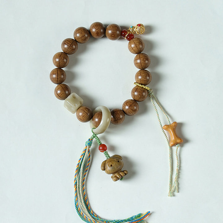 Hand-Carved Old Growth Six Path Wood Buddhist Mala Beads.
