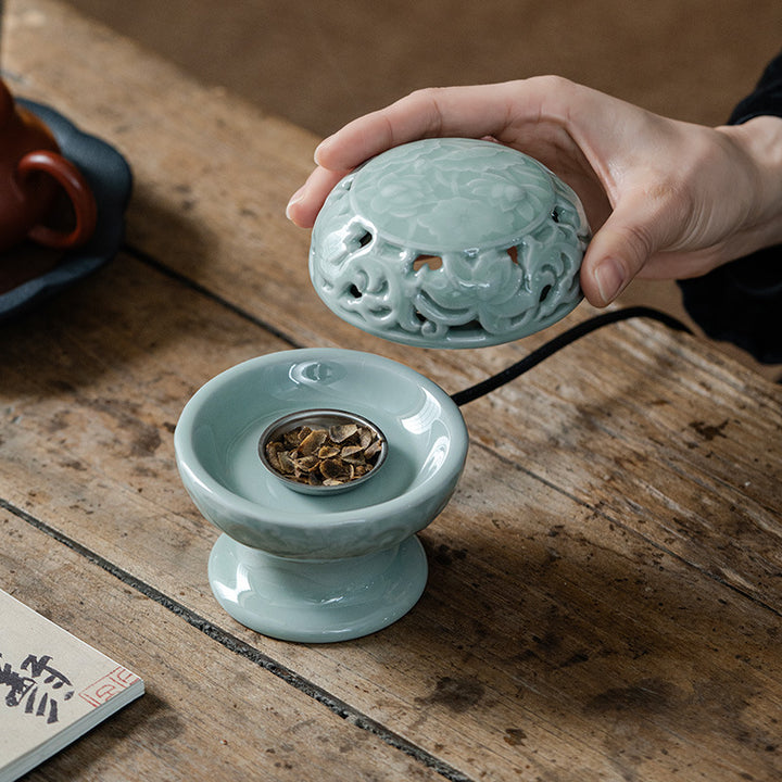 Celadon Lotus Electric Incense Burner.