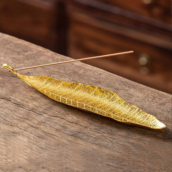 Exquisite Metal Leaf Incense Holder