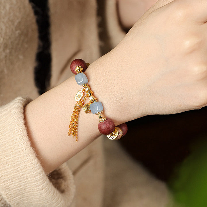 Handmade Chinese herbal medicine Hexiang incense beads chalcedony bracelet.