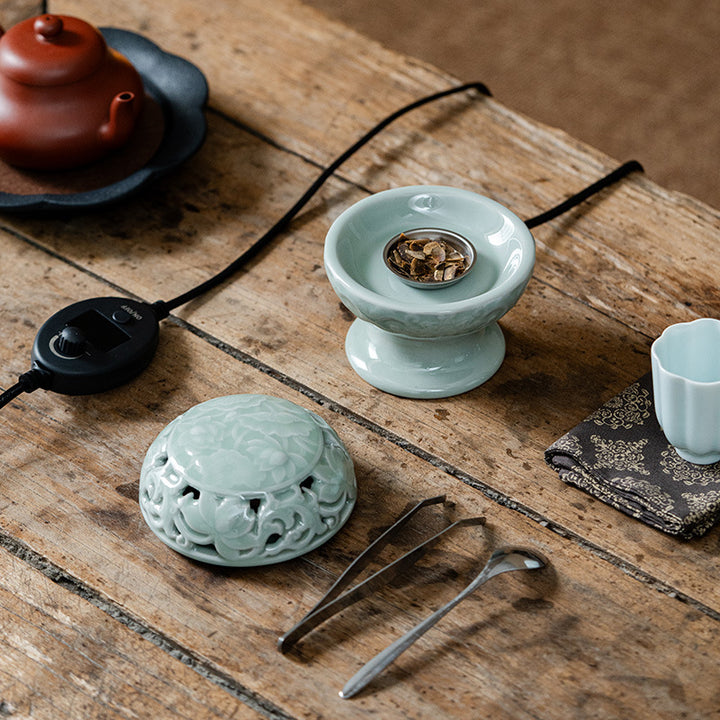 Celadon Lotus Electric Incense Burner.