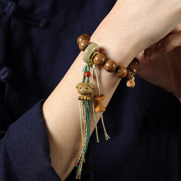 Hand-Carved Old Growth Six Path Wood Buddhist Mala Beads.