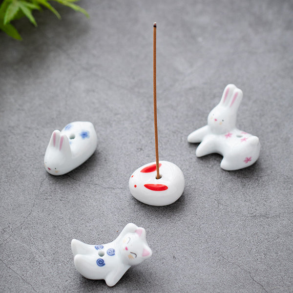 Ceramic Rabbit / Cats shaped Incense Holders