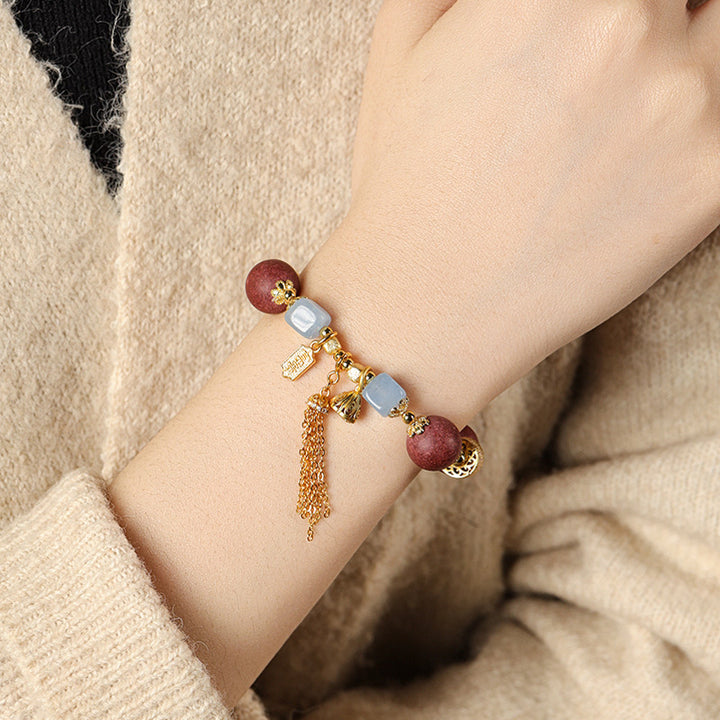 Handmade Chinese herbal medicine Hexiang incense beads chalcedony bracelet.