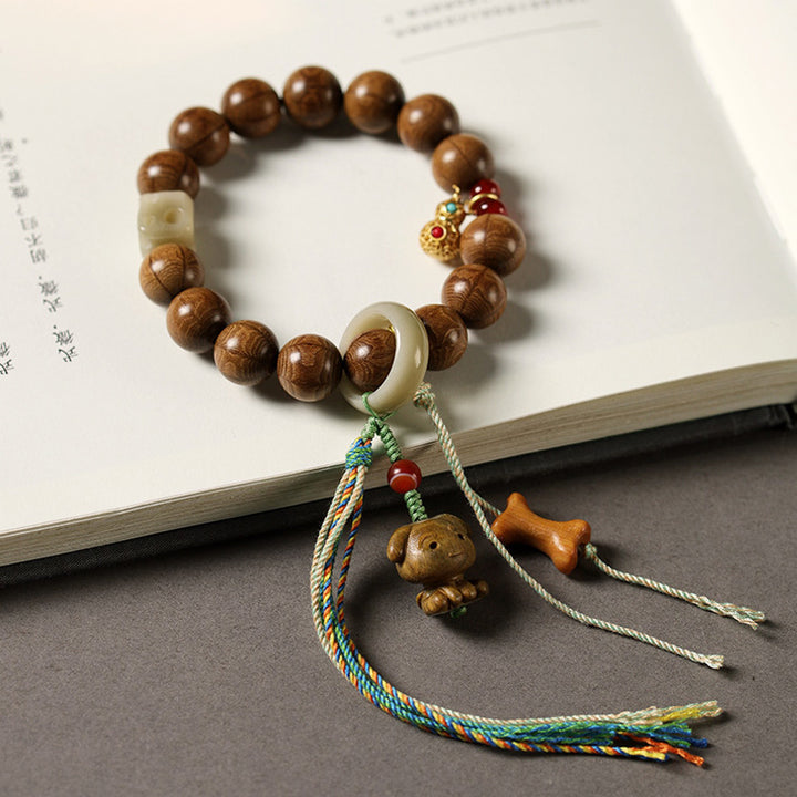 Hand-Carved Old Growth Six Path Wood Buddhist Mala Beads.