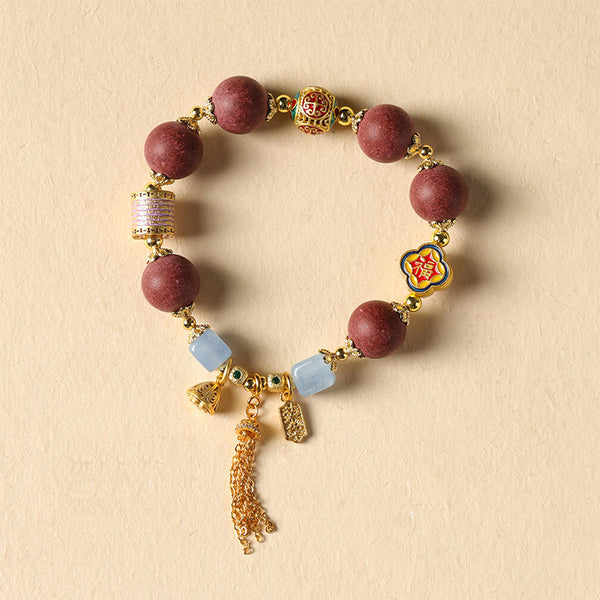 Handmade Chinese herbal medicine Hexiang incense beads chalcedony bracelet.
