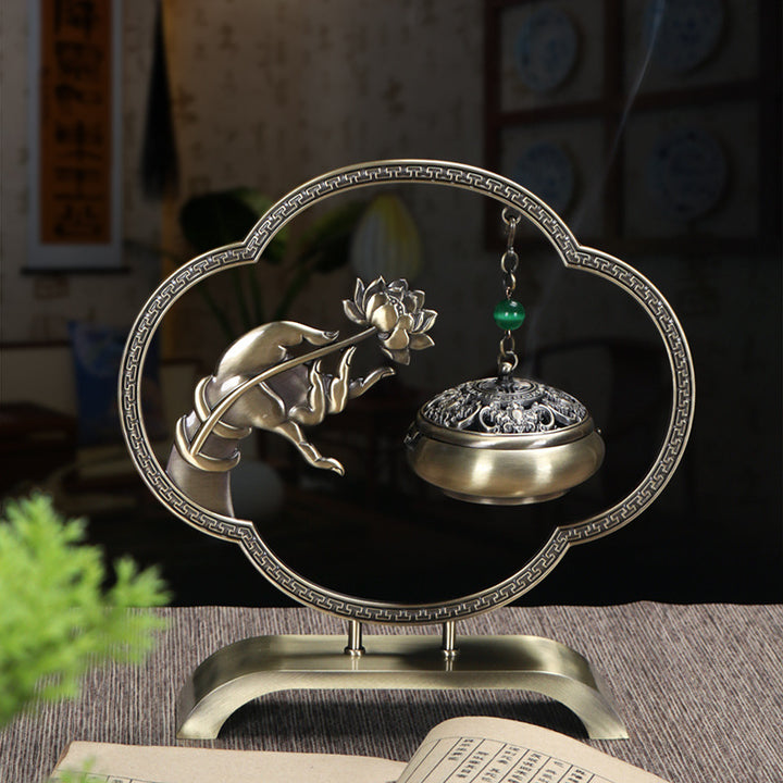Brass - Crafted Ni Hua Na Fu Incense Burner.