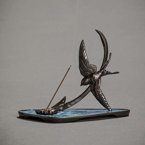 Enamel-Crafted Swallow-Shaped Incense Holder